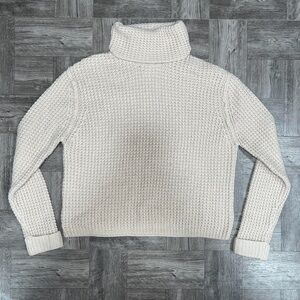 Tan Knit Cropped Turtleneck Sweater Size Small